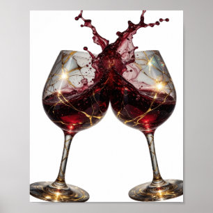 Witzige Silber-CHEERS TO GOOD HEALTH 3D-Textkunst Poster