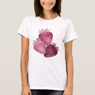 Witzige Silber-DREI-KRISTALL-ERDBEEREN T-Shirt