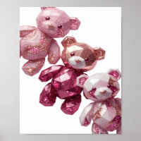 Witzige Silber-Drei-Rosa-Teddybären-Textgestaltung