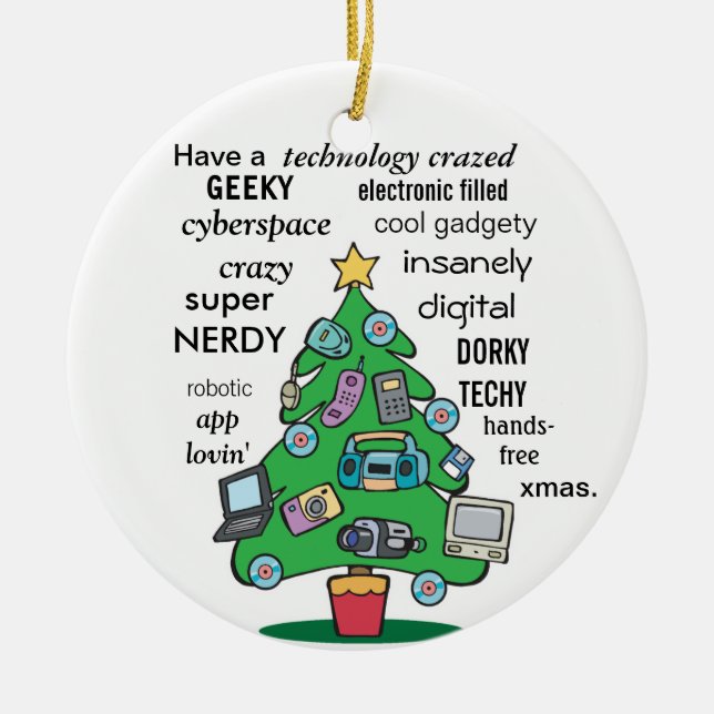 witzige Technologie digitaler Geeks Weihnachten Keramik Ornament (Vorne)