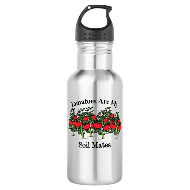 Witzige Tomaten sind meine Bodenmädchen Edelstahlflasche (Vorderseite)