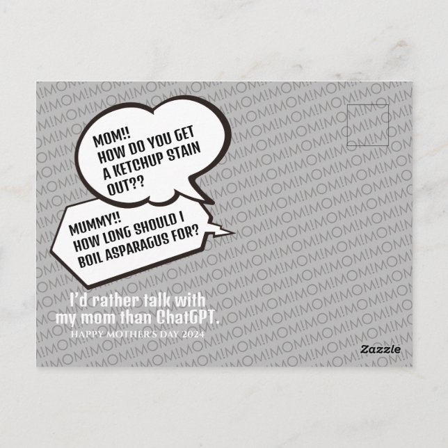 Witzige Witze Muttertag Dankeschön Karten (Rückseite)