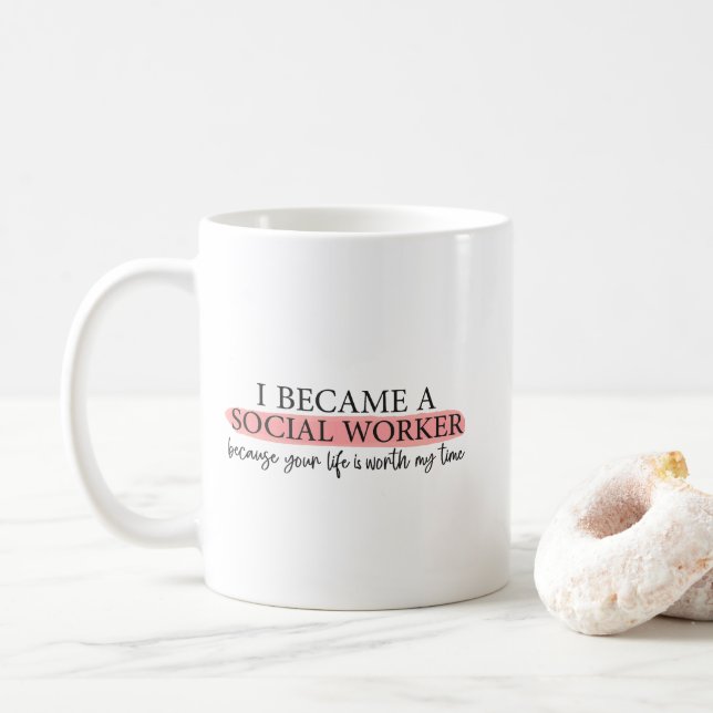 witzige Zitate für den Monat der sozialen Arbeit Kaffeetasse (Mit Donut)