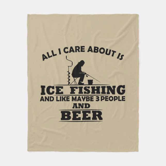 witzige Zitate über Eisfischen und Trinken Liebhab Fleecedecke (Vorderseite)