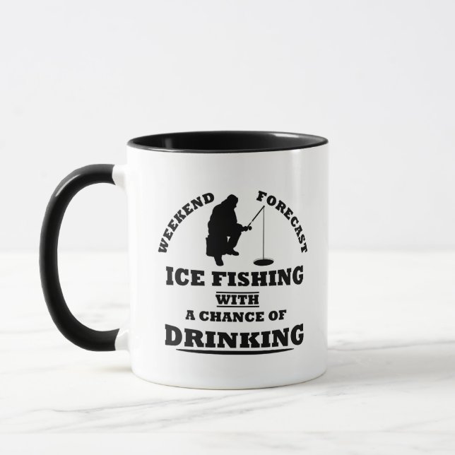 witzige Zitate über Eisfischen und Trinken Liebhab Tasse (Links)