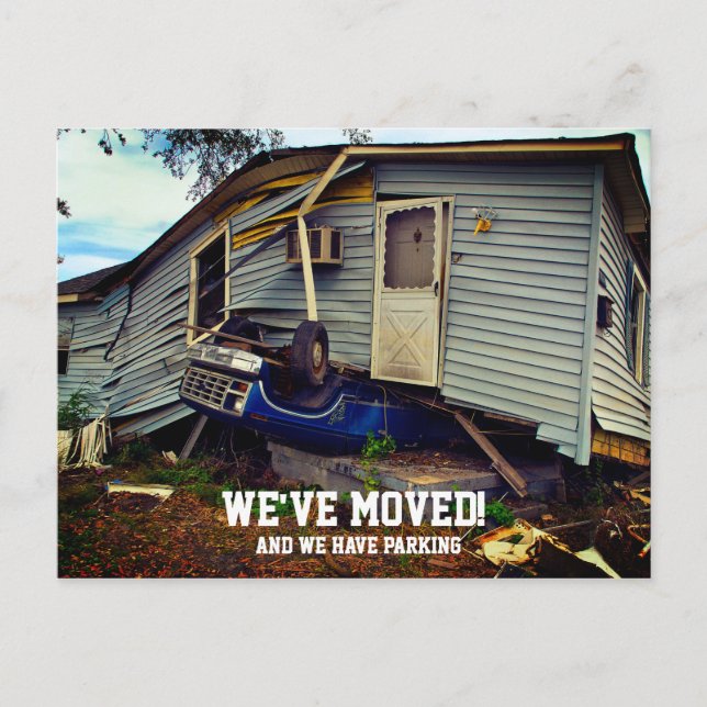 Witziger Adressenwechsel auf Postkarte (Vorderseite)