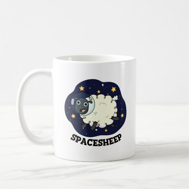 Witziger Astronauten-Schaf-Wortwitz Kaffeetasse (Links)