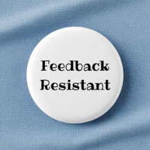 Witziger Büro-Anstecker mit Spruch gegen Feedback
