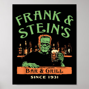 Witziger Halloween-Frank und Steins Bar Grill Poster