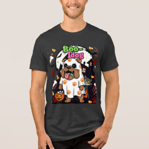 Witziger Halloween Hund "Boo Idol" Bulldog Ghost,  Tri-Blend Shirt