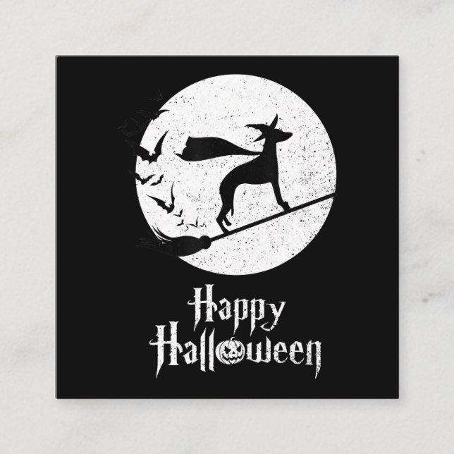 Witziger Halloween-Kostüm Hexe WHIPPET Hund Lover Quadratische Visitenkarte (Vorderseite)