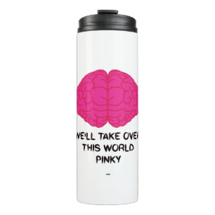 witziger Hirnziffer aus pinky-braunem Cartoon Thermosbecher