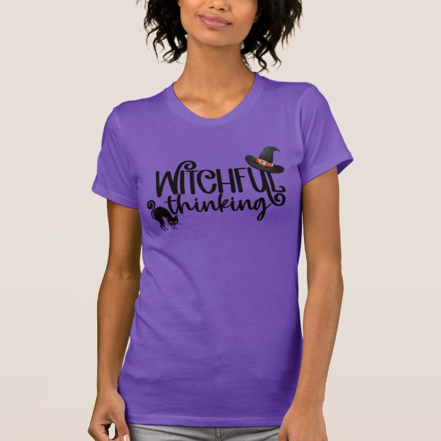Witziger Hut- und KatzenHalloween-Baumwolle T-Shirt (Vorderseite)