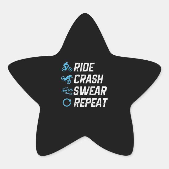witziger Mountainbike-Crash-Schwung wiederholen Stern-Aufkleber (Vorderseite)