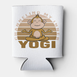 Witziger niedlicher Affe, der Yoga macht, lustige  Dosenkühler