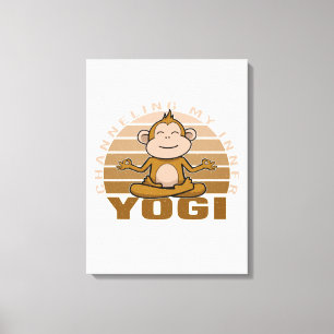 Witziger niedlicher Affe, der Yoga macht, lustige  Leinwanddruck