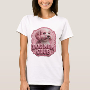 Witziger Pinker DOG MOM CLUB 3D Text Art T-Shirt