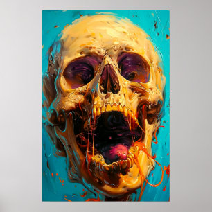 witziger Skull schreit wegen heißem Wetter Poster
