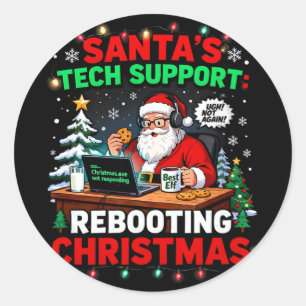 Witziger Tech-Support-Weihnachts-Com von Santa neu Runder Aufkleber