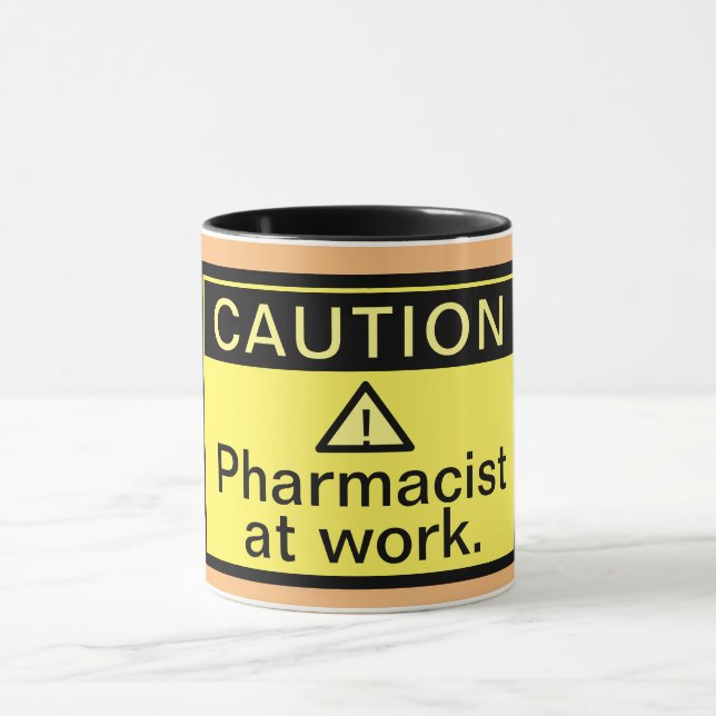 Witziger Vorsicht Apotheker am Arbeitsplatz Tasse (Zentrum)