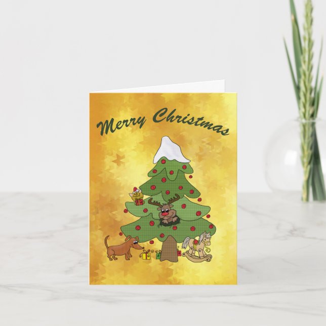 Witziger Weihnachtsbaum Feiertagskarte (Vorderseite)