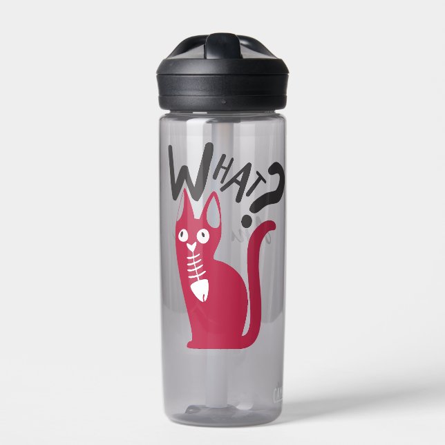 Witziger Witz mit Magenta Katze Karikatur Trinkflasche (Vorderseite)