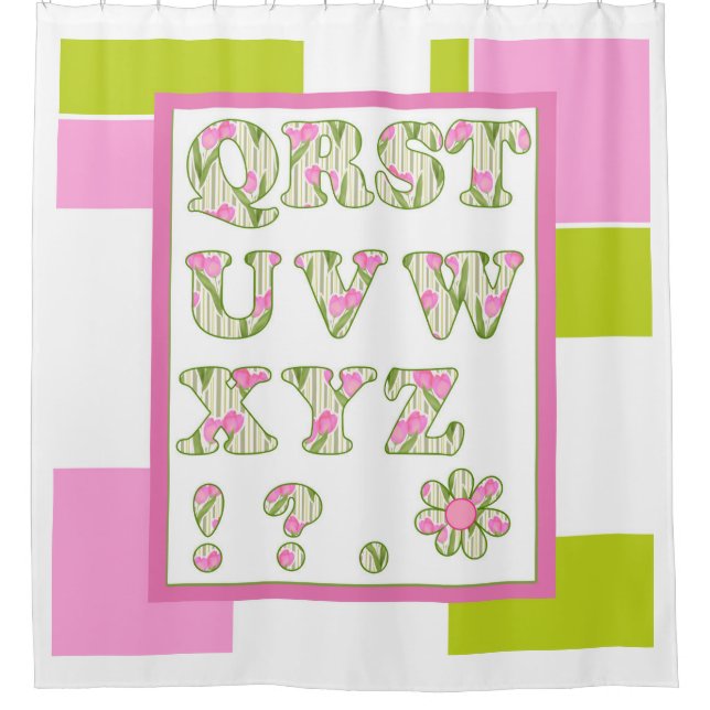 Witziges Alphabet, Alphabet der Blume, Alphabet Duschvorhang (Vorderseite)