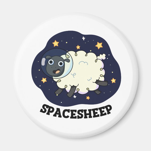 Witziges Astronauten-Schaf-Wortspiel im Weltraum Magnet (Vorne)