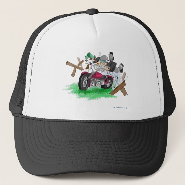 Witziges Bild des Menschen über den Motorradabstur Truckerkappe (Vorderseite)