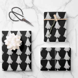 Witziges Gespenst Halloween vergangener Zeichn Geschenkpapier Set