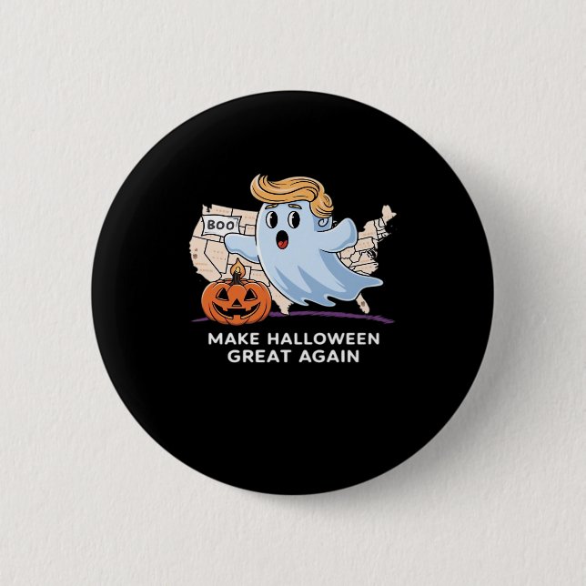 Witziges Halloween Boo, Pumpkin Trumpkin, Make Hal Button (Vorderseite)