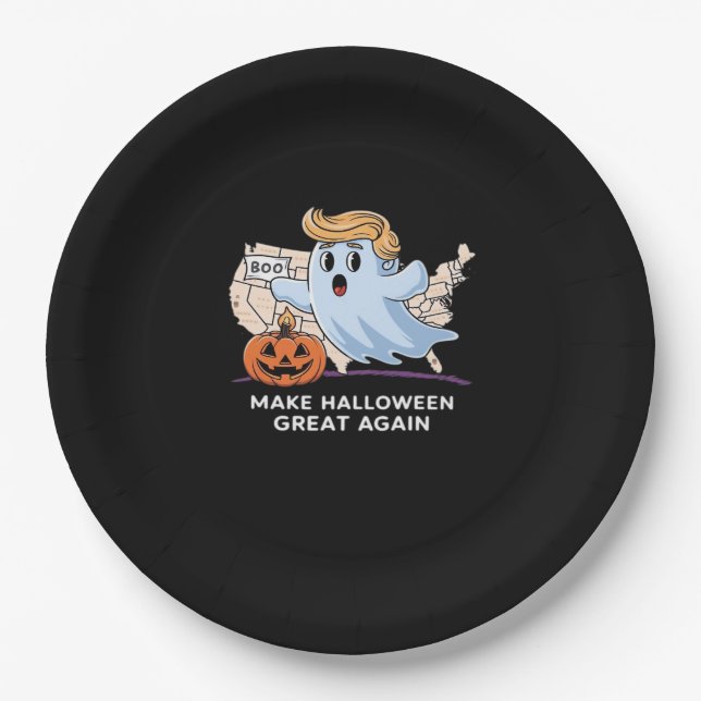 Witziges Halloween Boo, Pumpkin Trumpkin, Make Hal Pappteller (Vorderseite)