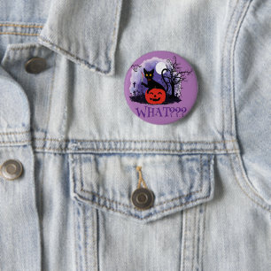 Witziges Halloween gewitchte schwarze Katze Was? Button
