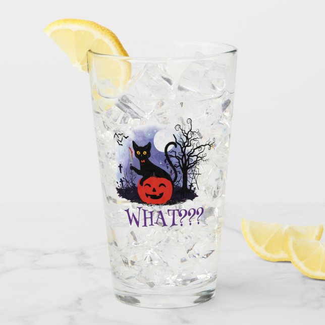 Witziges Halloween gewitchte schwarze Katze Was? Glas (Vorderseite Ice)