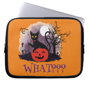 Witziges Halloween gewitchte schwarze Katze Was? Laptopschutzhülle