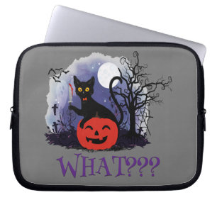 Witziges Halloween gewitchte schwarze Katze Was? Laptopschutzhülle