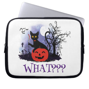 Witziges Halloween gewitchte schwarze Katze Was? Laptopschutzhülle