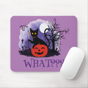 Witziges Halloween gewitchte schwarze Katze Was? Mousepad