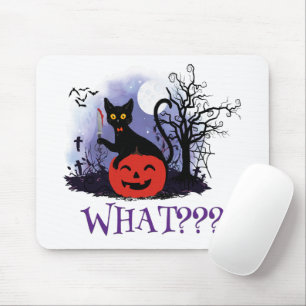 Witziges Halloween gewitchte schwarze Katze Was? Mousepad