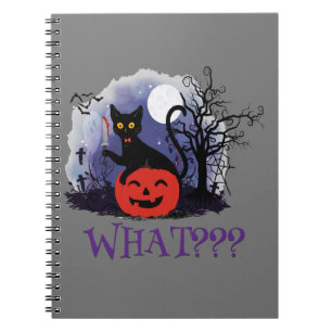 Witziges Halloween gewitchte schwarze Katze Was? Notizblock