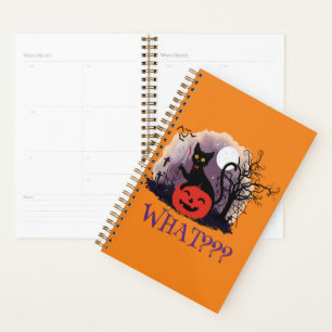 Witziges Halloween gewitchte schwarze Katze Was? Planer