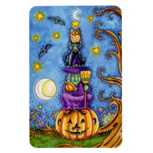 Witziges Halloween-Magnet mit Kürbis, Hexenkatze Magnet