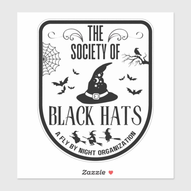 Witziges Halloween-Party mit schwarzer Hutschnauze Aufkleber (Blatt)