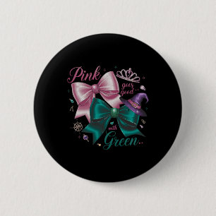 Witziges Halloween Rosa wird gut mit grünem Wo Button