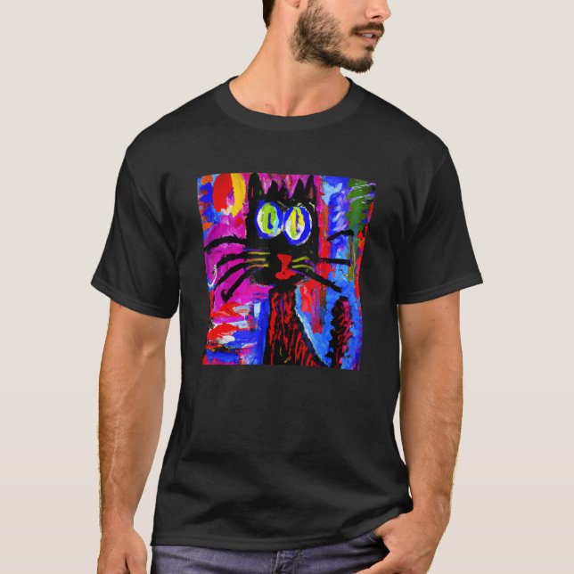 Witziges Kätzchen schwarze Katze Meme T-Shirt (Vorderseite)