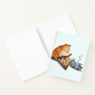 Witziges Notebook mit Cat and Mouse Playing Schach Notizbuch