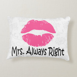 Witziges Paar Polster, Mr. right, Mrs. immer recht Zierkissen