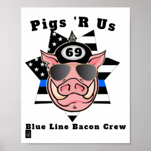 witziges Poster "Schweine 'r uns" "Blaue Linie Bac
