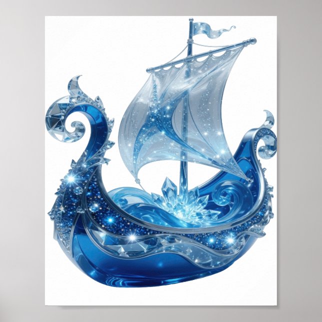 Witziges Silber EISKRISTALLSCHIFF Poster (Vorne)