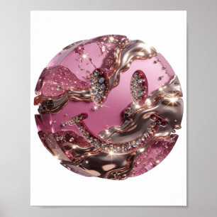 Witziges Silber-HAPPY FACE-Slogandesign Poster
